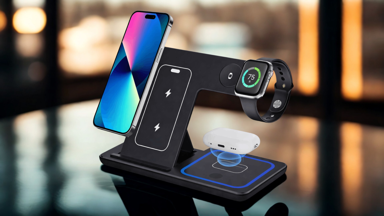 Estacion de carga Inalambrica 3 en 1 plegable